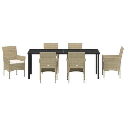 Have Spisebordssæt med pude 7 pcs Beige polyrattan