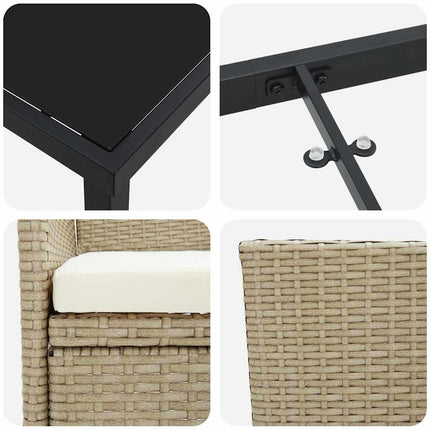 Have Spisebordssæt med pude 9 pcs Beige polyrattan