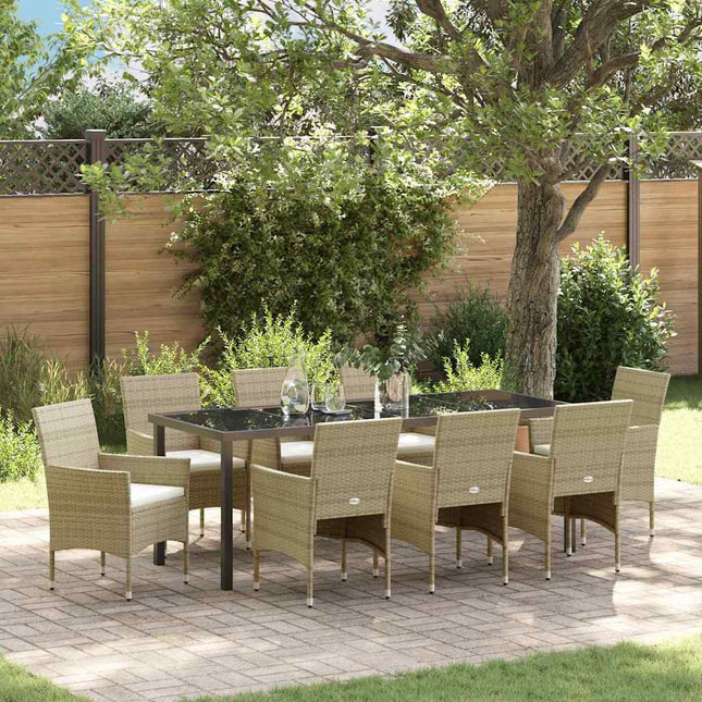 Have Spisebordssæt 9 stk. Beige polyrattan