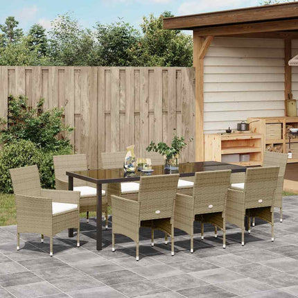 Have Spisebordssæt med pude 9 pcs Beige polyrattan