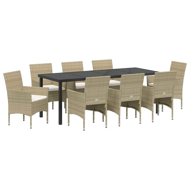 Have Spisebordssæt 9 stk. Beige polyrattan