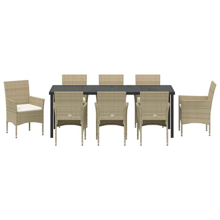 Have Spisebordssæt med pude 9 pcs Beige polyrattan