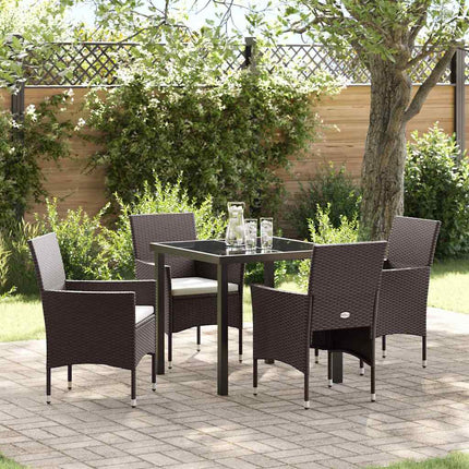 Have Spisebordssæt med pude 5 pcs Brun polyrattan
