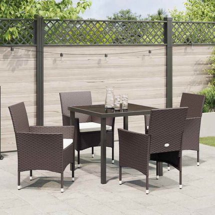 Have Spisebordssæt med pude 5 pcs Brun polyrattan