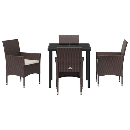 Have Spisebordssæt med pude 5 pcs Brun polyrattan