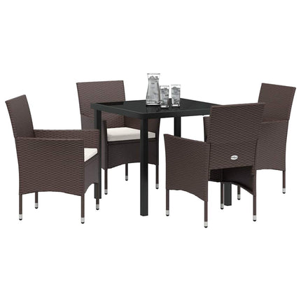 Have Spisebordssæt med pude 5 pcs Brun polyrattan