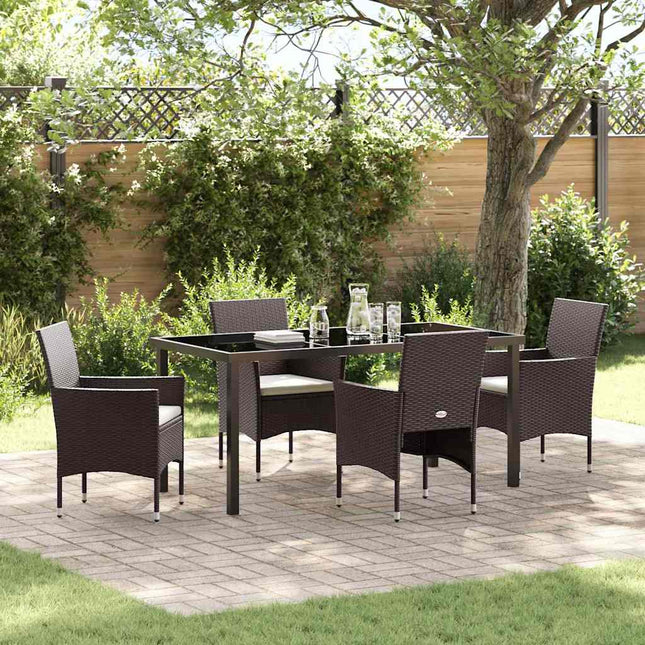 Have Spisebordssæt 5 stk. Brun polyrattan