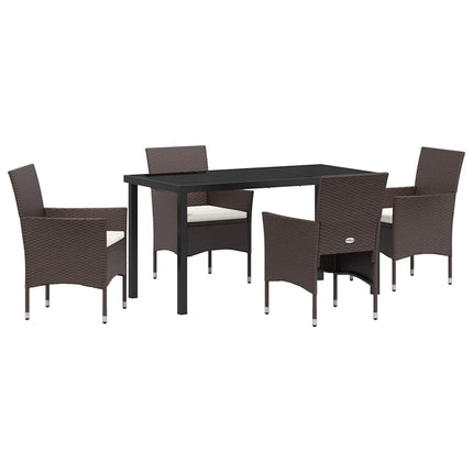 Have Spisebordssæt med pude 5 pcs Brun polyrattan