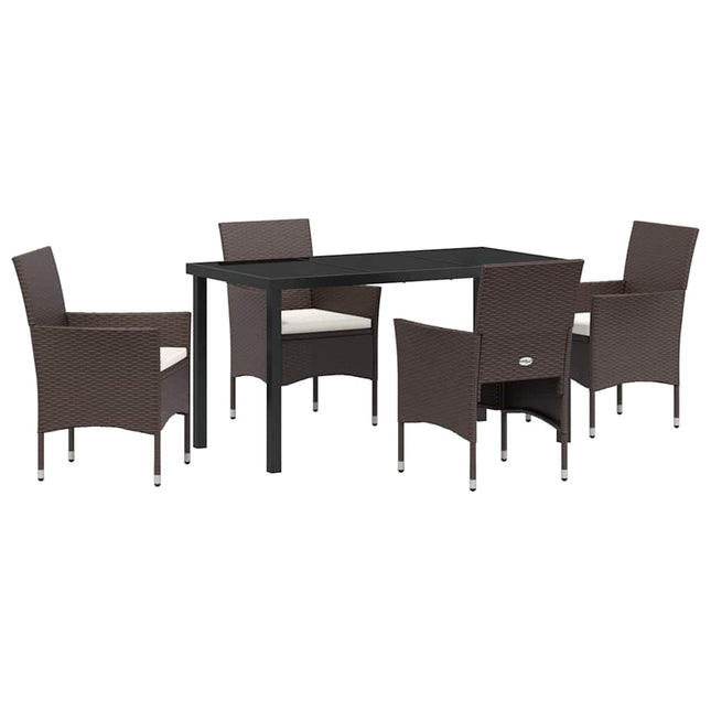 Have Spisebordssæt 5 stk. Brun polyrattan