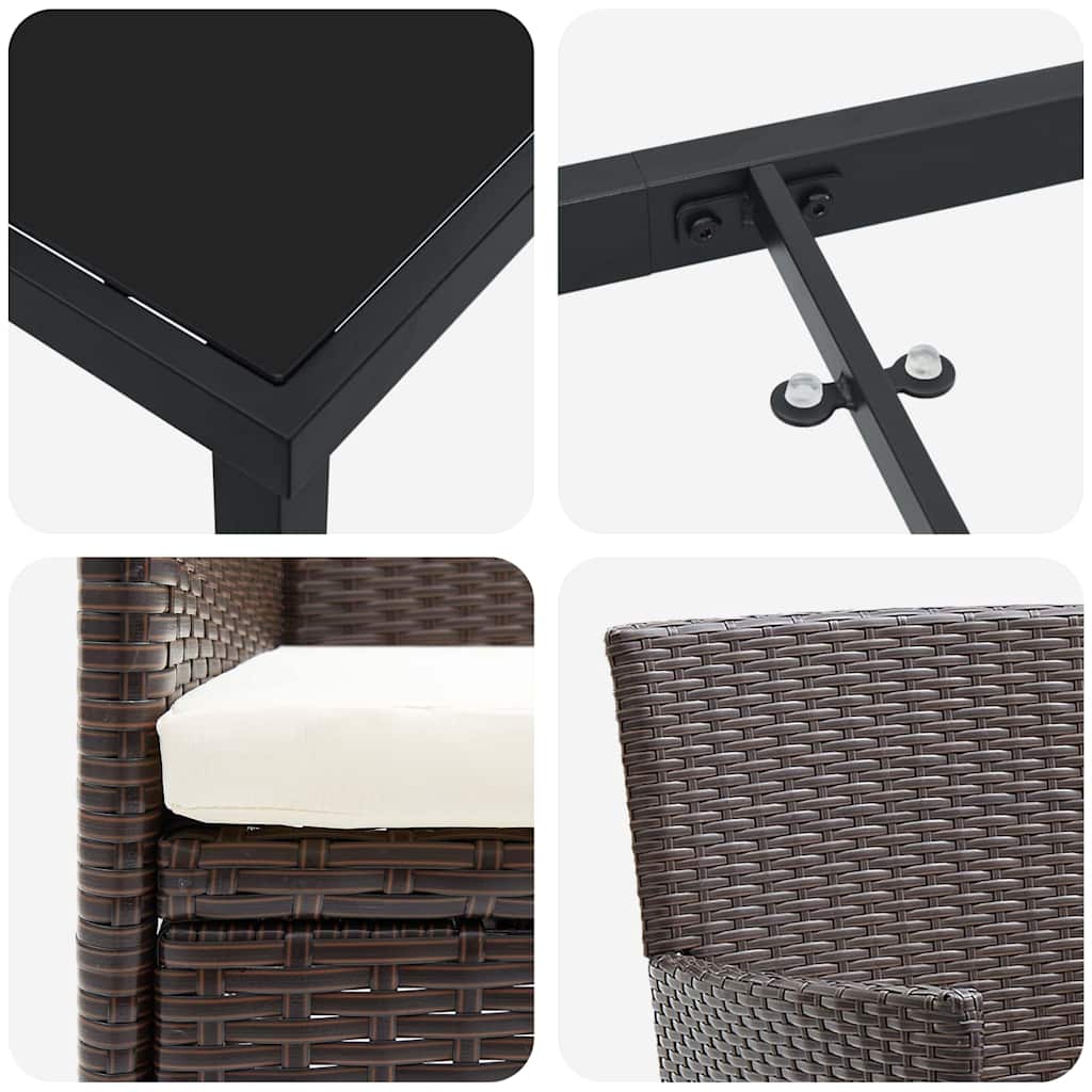Have Spisebordssæt med pude 5 pcs Brun polyrattan