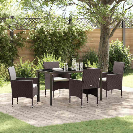 Have Spisebordssæt med pude 5 pcs Brun polyrattan