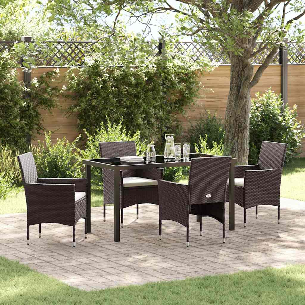 Have Spisebordssæt med pude 5 pcs Brun polyrattan
