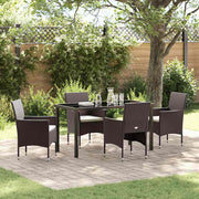 Have Spisebordssæt med pude 5 pcs Brun polyrattan