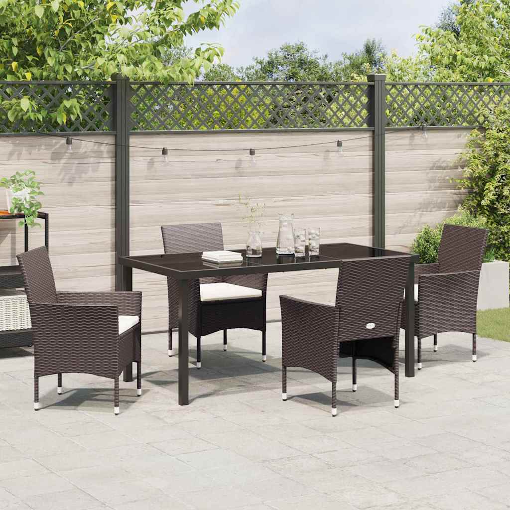 Have Spisebordssæt med pude 5 pcs Brun polyrattan
