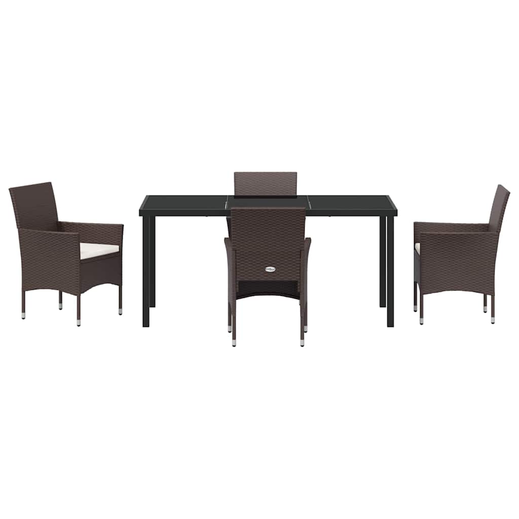 Have Spisebordssæt med pude 5 pcs Brun polyrattan