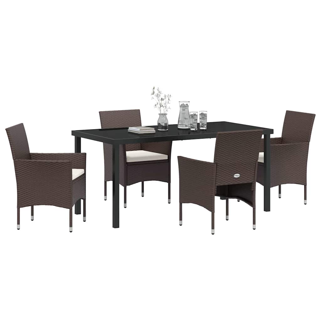 Have Spisebordssæt med pude 5 pcs Brun polyrattan
