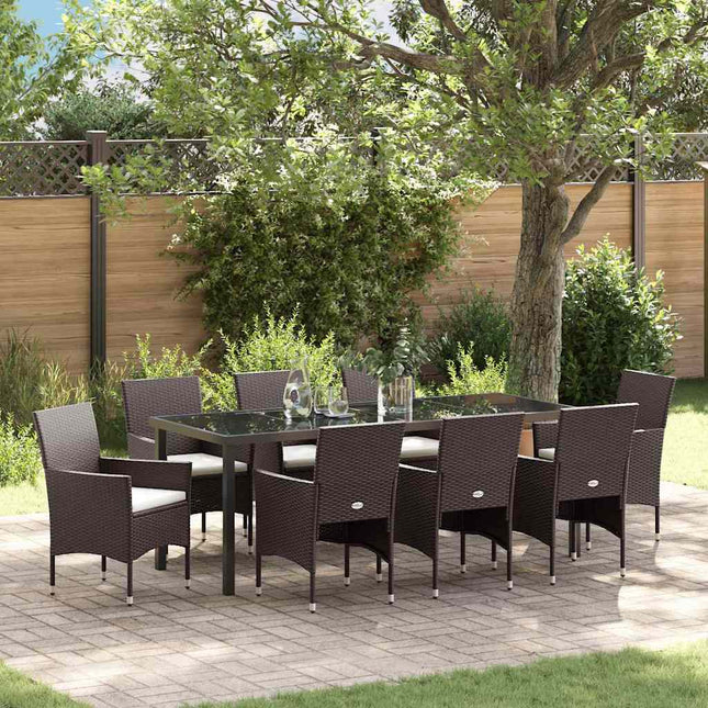 Have Spisebordssæt 9 stk. Brun polyrattan