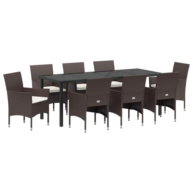 Have Spisebordssæt 9 stk. Brun polyrattan