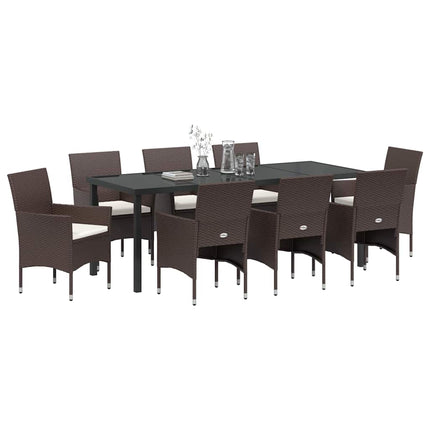 Have Spisebordssæt med pude 9 pcs Brun polyrattan