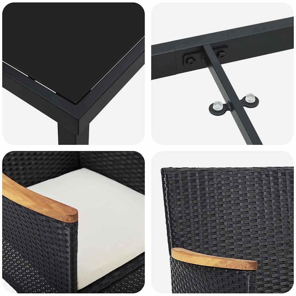 Have Spisebordssæt med pude 3 pcs Sort polyrattan