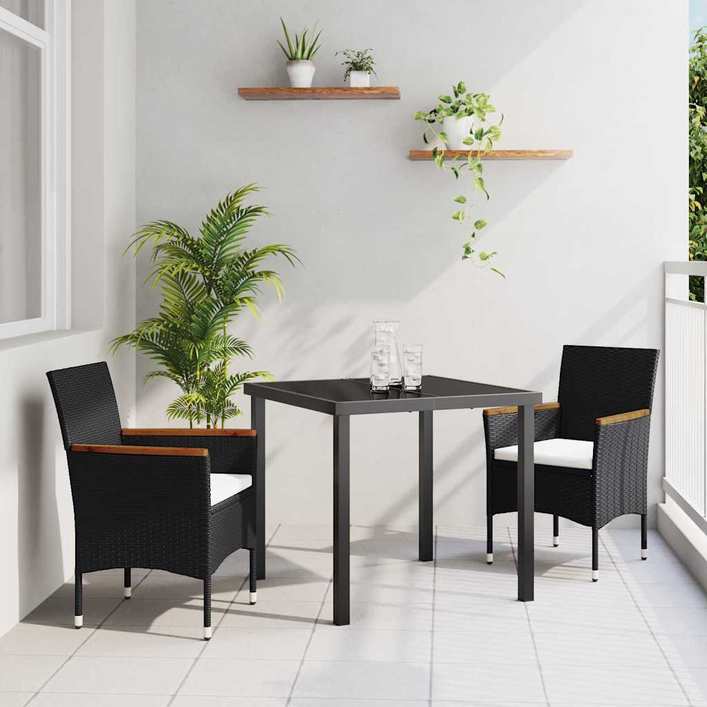 Have Spisebordssæt med pude 3 pcs Sort polyrattan