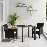 Have Spisebordssæt med pude 3 pcs Sort polyrattan