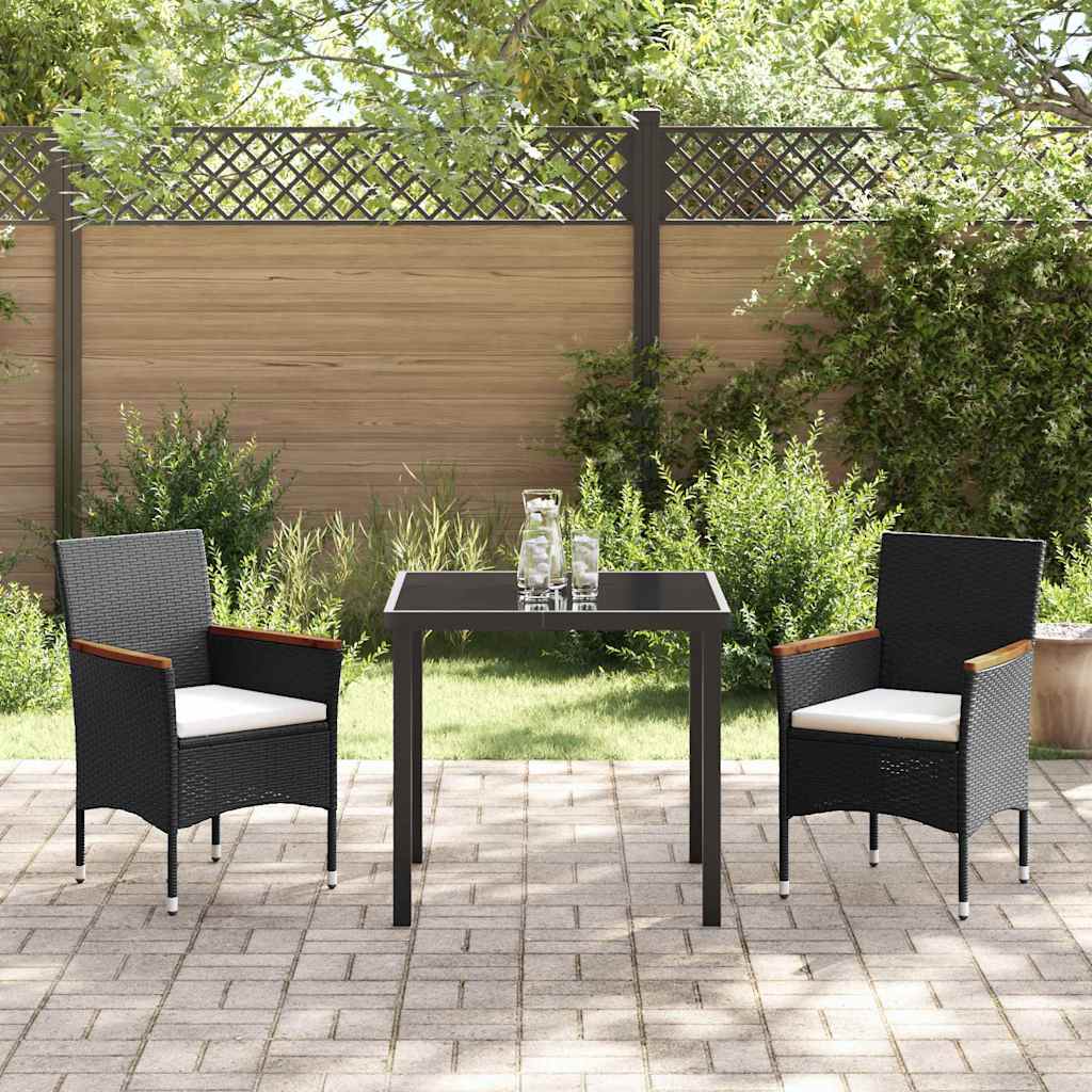 Have Spisebordssæt med pude 3 pcs Sort polyrattan