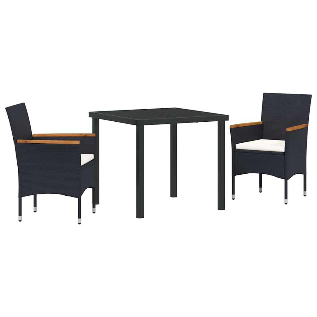 Have Spisebordssæt med pude 3 pcs Sort polyrattan