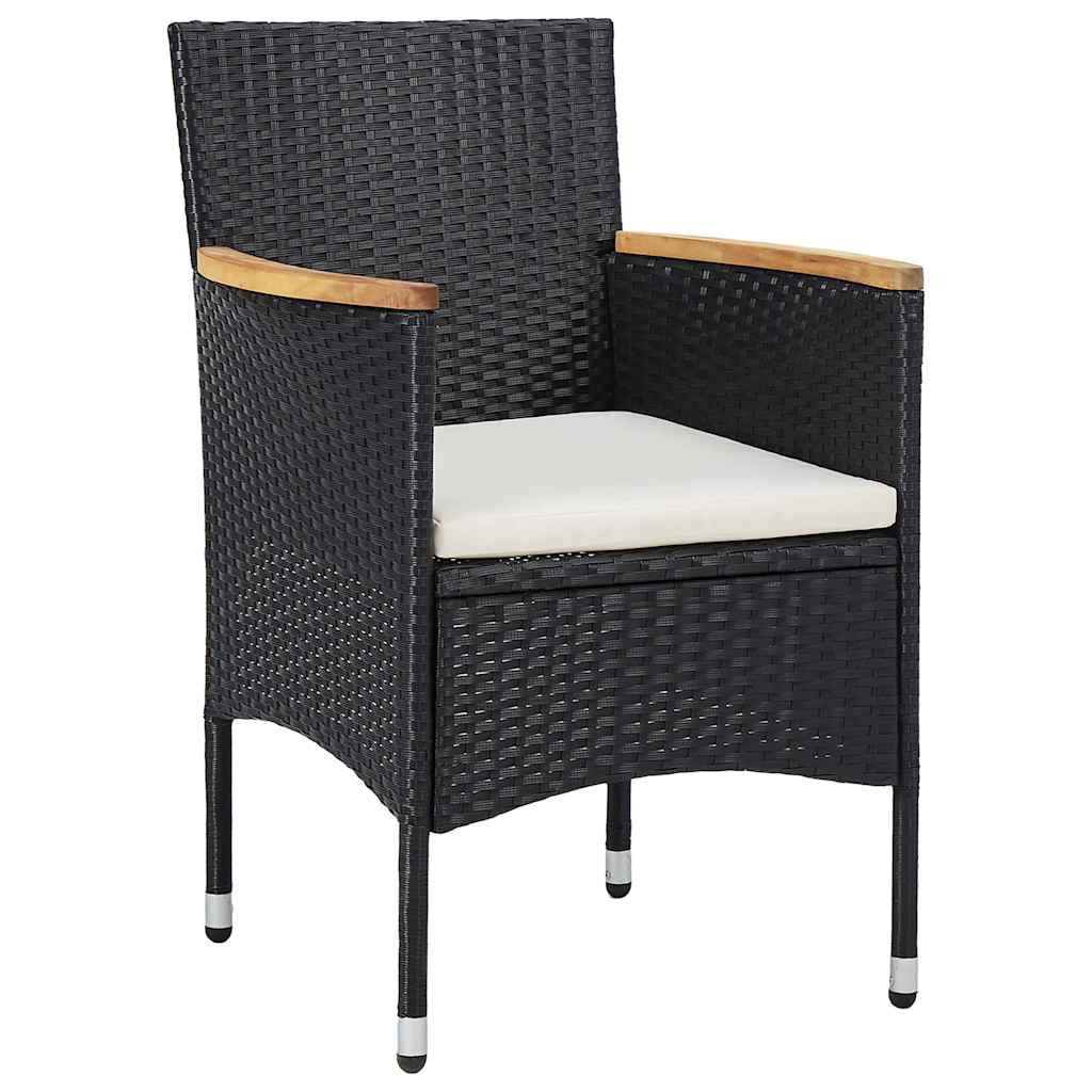 Have Spisebordssæt med pude 3 pcs Sort polyrattan