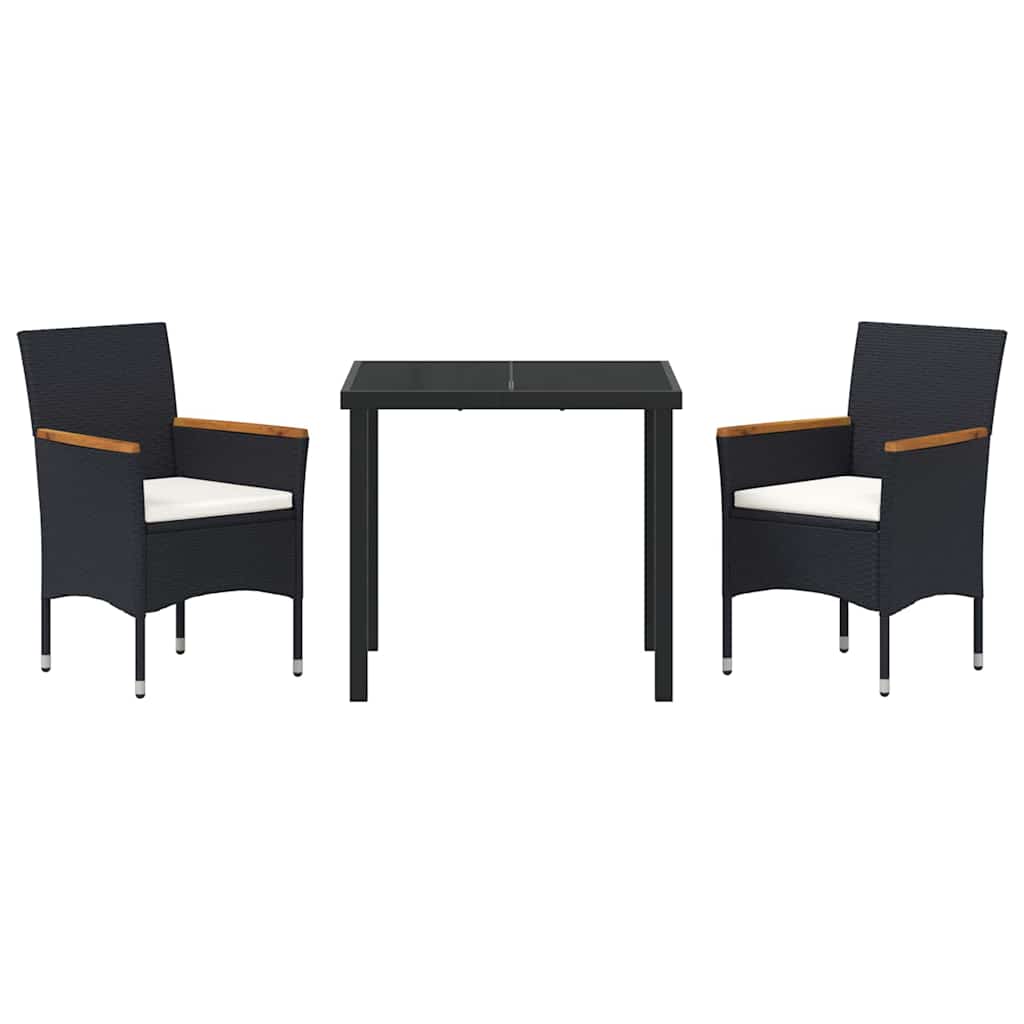 Have Spisebordssæt med pude 3 pcs Sort polyrattan