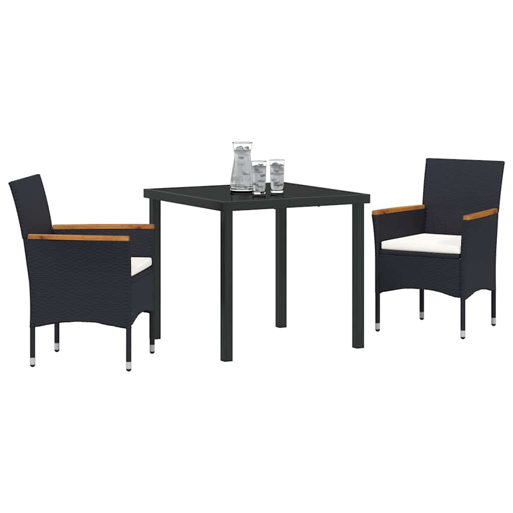 Have Spisebordssæt med pude 3 pcs Sort polyrattan
