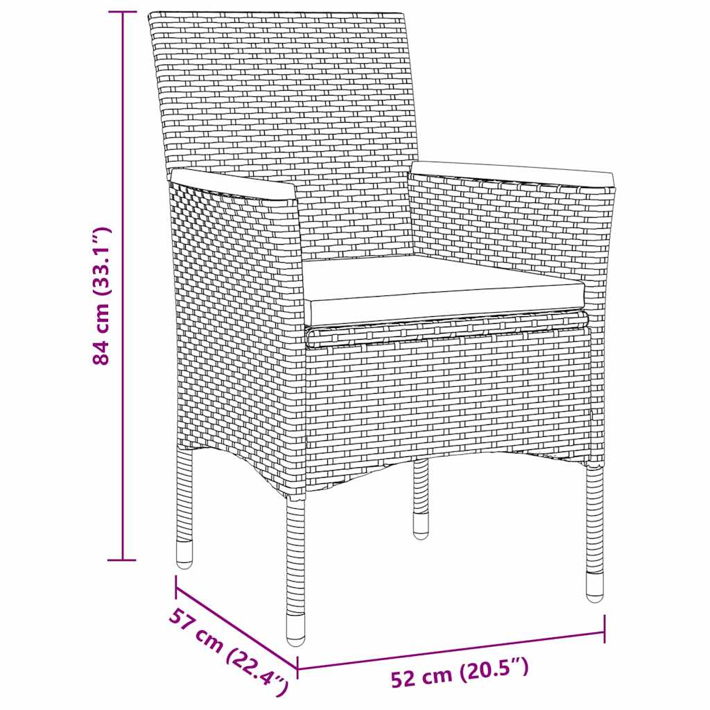 Have Spisebordssæt med pude 3 pcs Sort polyrattan