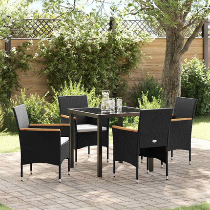 Have Spisebordssæt med pude 5 pcs Sort polyrattan