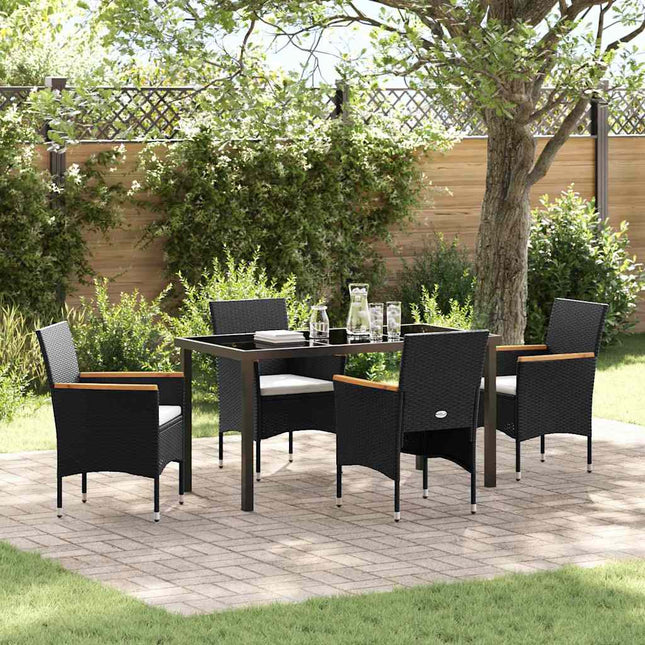Have Spisebordssæt 5 stk. Sort polyrattan