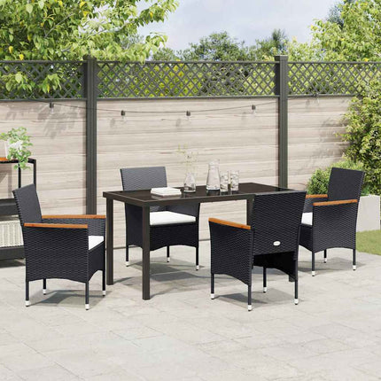 Have Spisebordssæt med pude 5 pcs Sort polyrattan