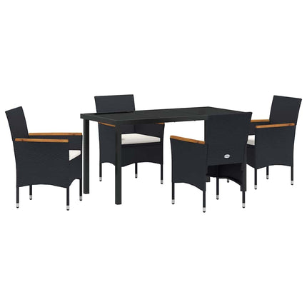 Have Spisebordssæt med pude 5 pcs Sort polyrattan