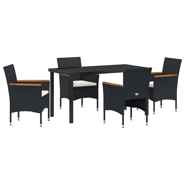Have Spisebordssæt 5 stk. Sort polyrattan