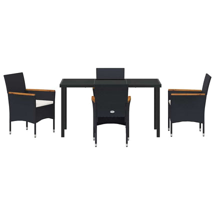 Have Spisebordssæt med pude 5 pcs Sort polyrattan