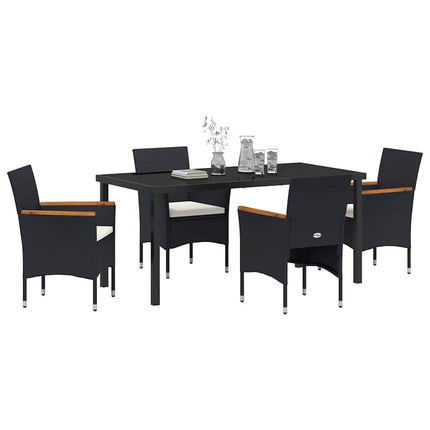 Have Spisebordssæt med pude 5 pcs Sort polyrattan