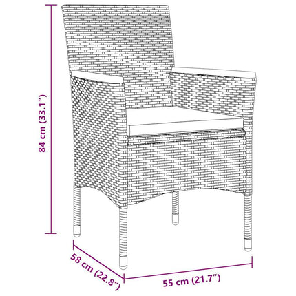 Have Spisebordssæt med pude 5 pcs Sort polyrattan