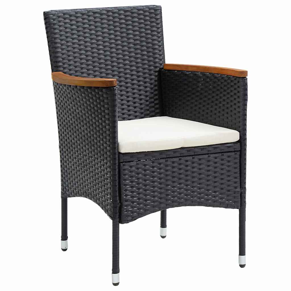 Have Spisebordssæt med pude 7 pcs Sort polyrattan