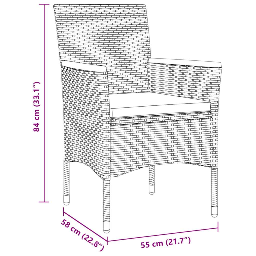 Have Spisebordssæt med pude 7 pcs Sort polyrattan