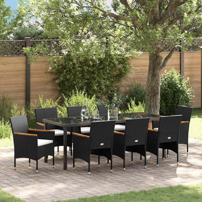 Have Spisebordssæt 9 stk. Sort polyrattan