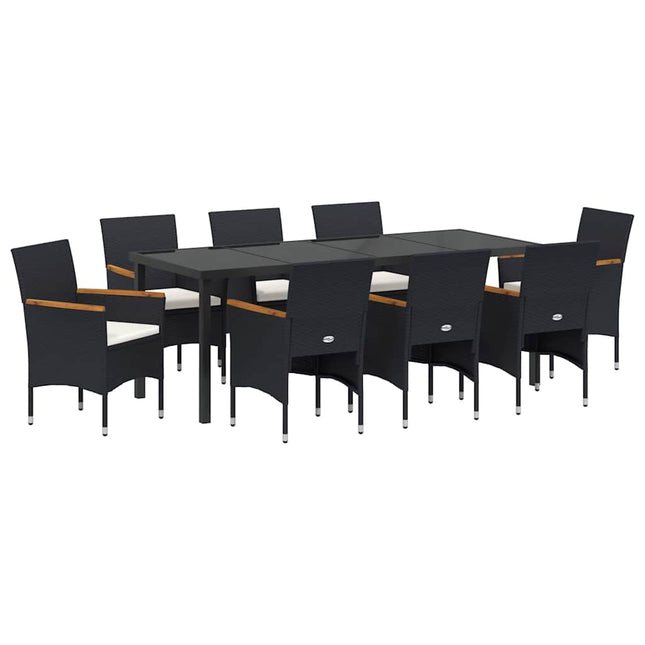 Have Spisebordssæt 9 stk. Sort polyrattan