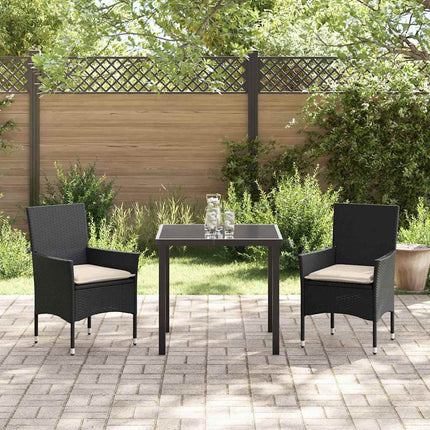 Have Spisebordssæt med pude 3 pcs Sort polyrattan