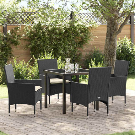 Have Spisebordssæt med pude 5 pcs Sort polyrattan