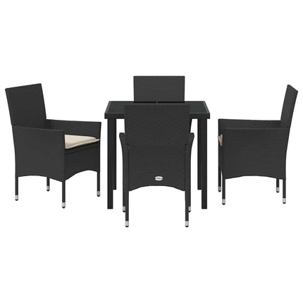 Have Spisebordssæt med pude 5 pcs Sort polyrattan