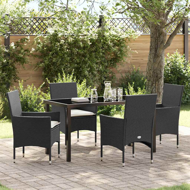 Have Spisebordssæt 5 stk. Sort polyrattan