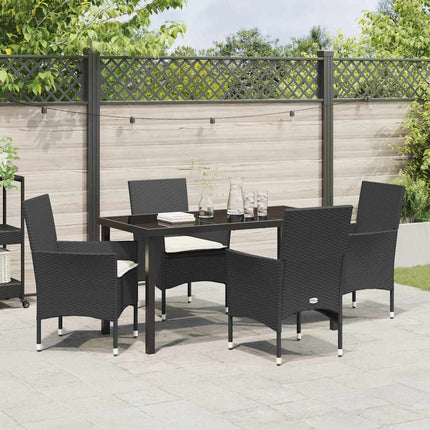 Have Spisebordssæt med pude 5 pcs Sort polyrattan