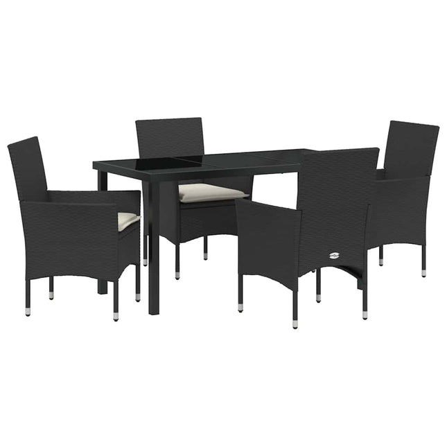 Have Spisebordssæt 5 stk. Sort polyrattan
